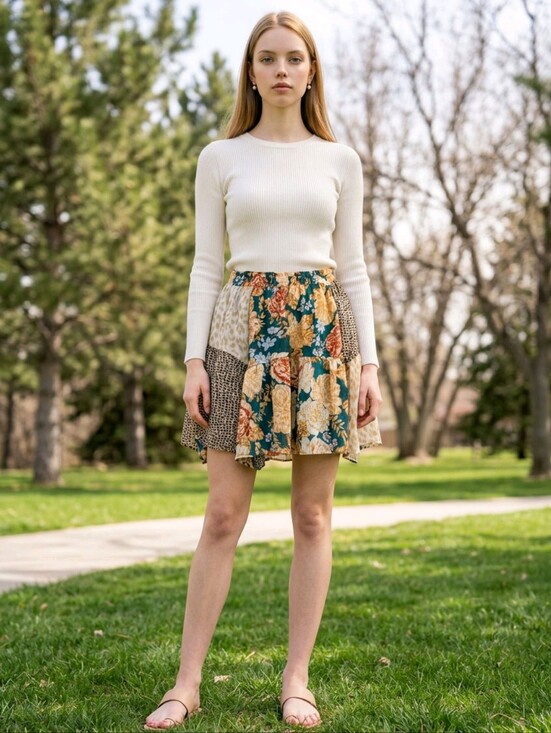 Umgee Dresses & Skirts - Umgee Floral Animal Print Tiered Skirt Size S